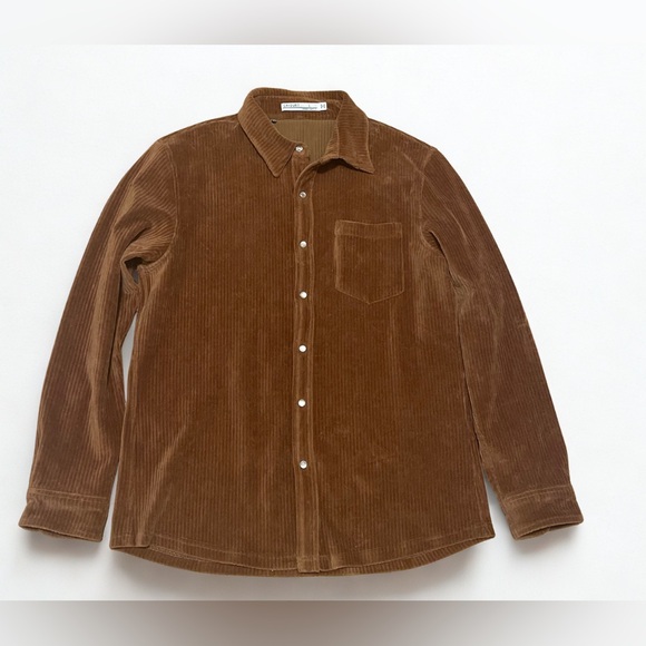 Criquet Brown Corduroy Casual Button Down Shirt with Pearl snaps - Picture 2 of 7